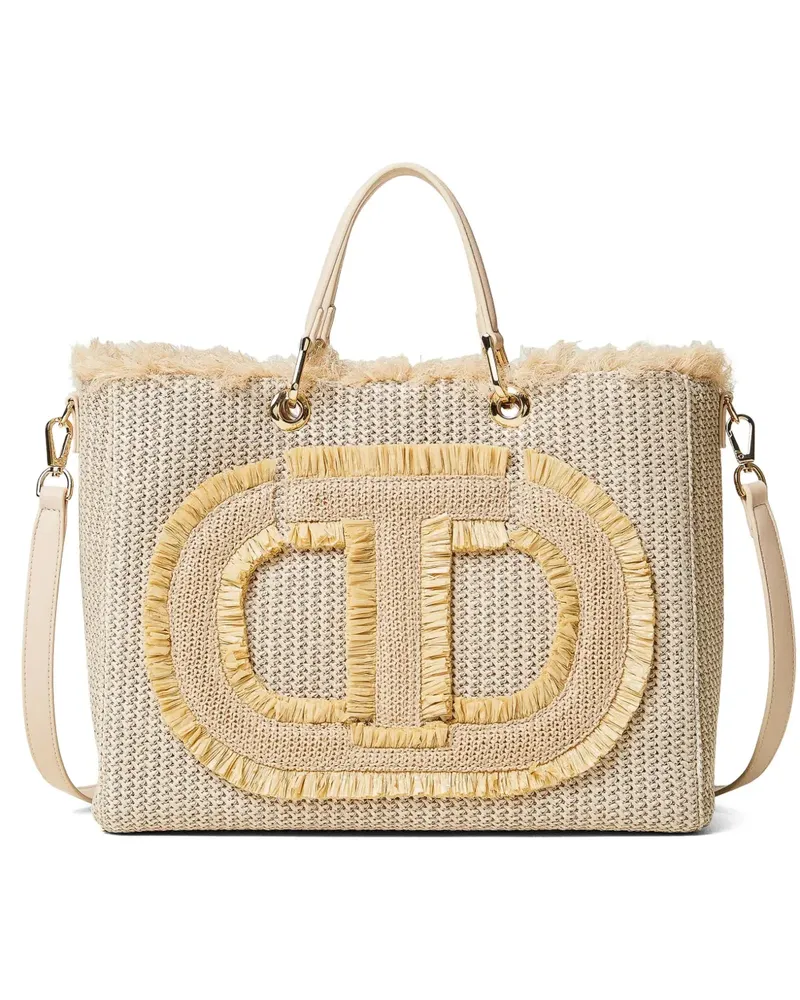 Twin-Set Tote Bag mit Oval T-Applikation - Nude Nude