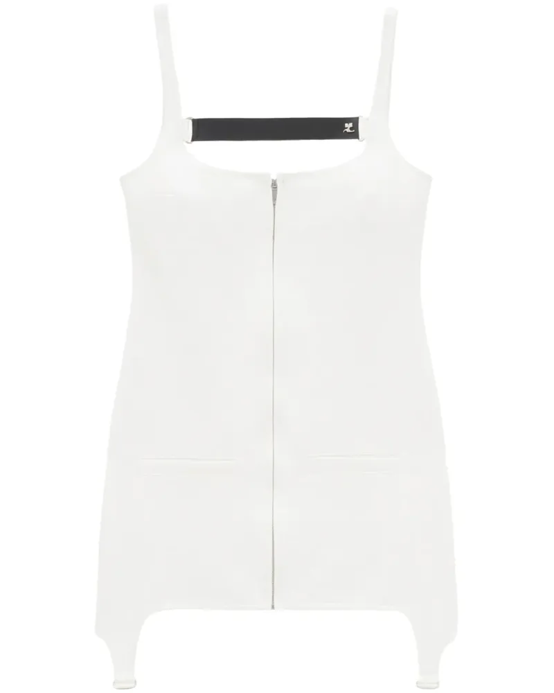 Courrèges Minikleid mit Hosenträgern - Weiß Weiß