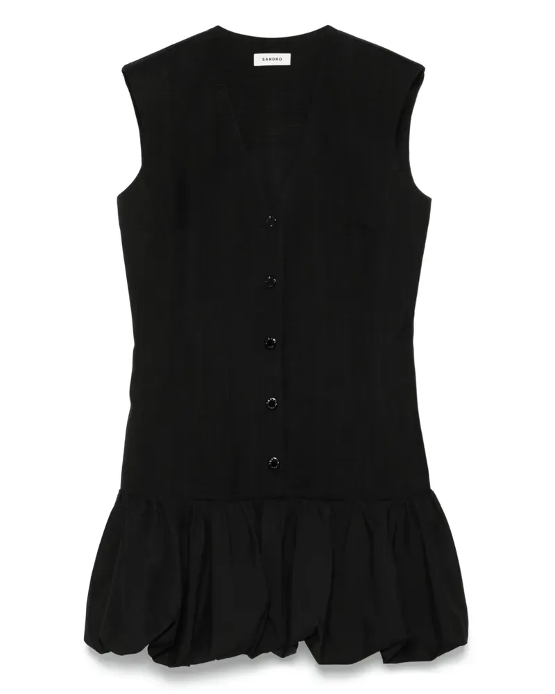 Sandro Midikleid mit Ballonsaum - Schwarz Schwarz