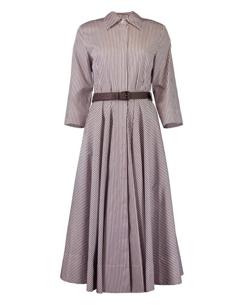 Michael Kors striped belted shirt dress - Weiß Weiß