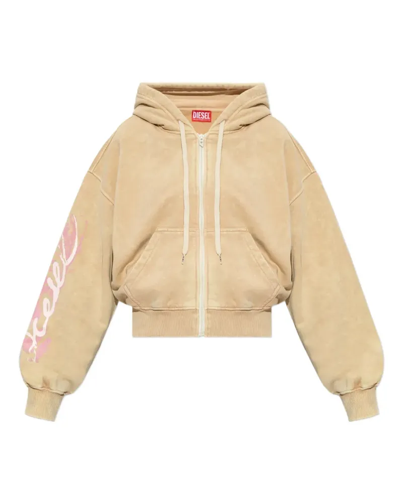 Diesel logo-print zip-up hoodie - Nude Nude