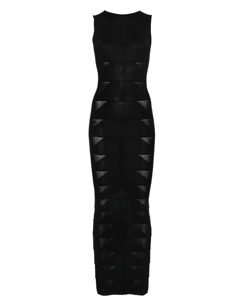 Rick Owens Ärmelloses Maxikleid mit geometrischem Strick - Schwarz Schwarz