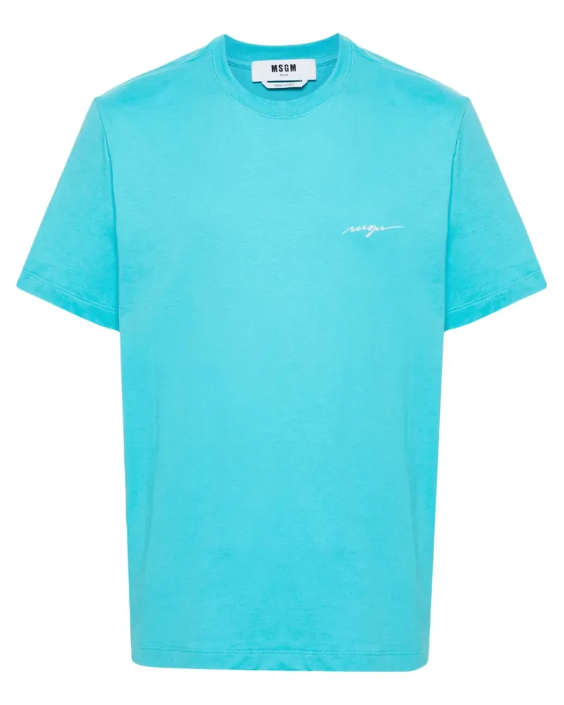 MSGM T-Shirt mit Logo-Stickerei - Blau Blau