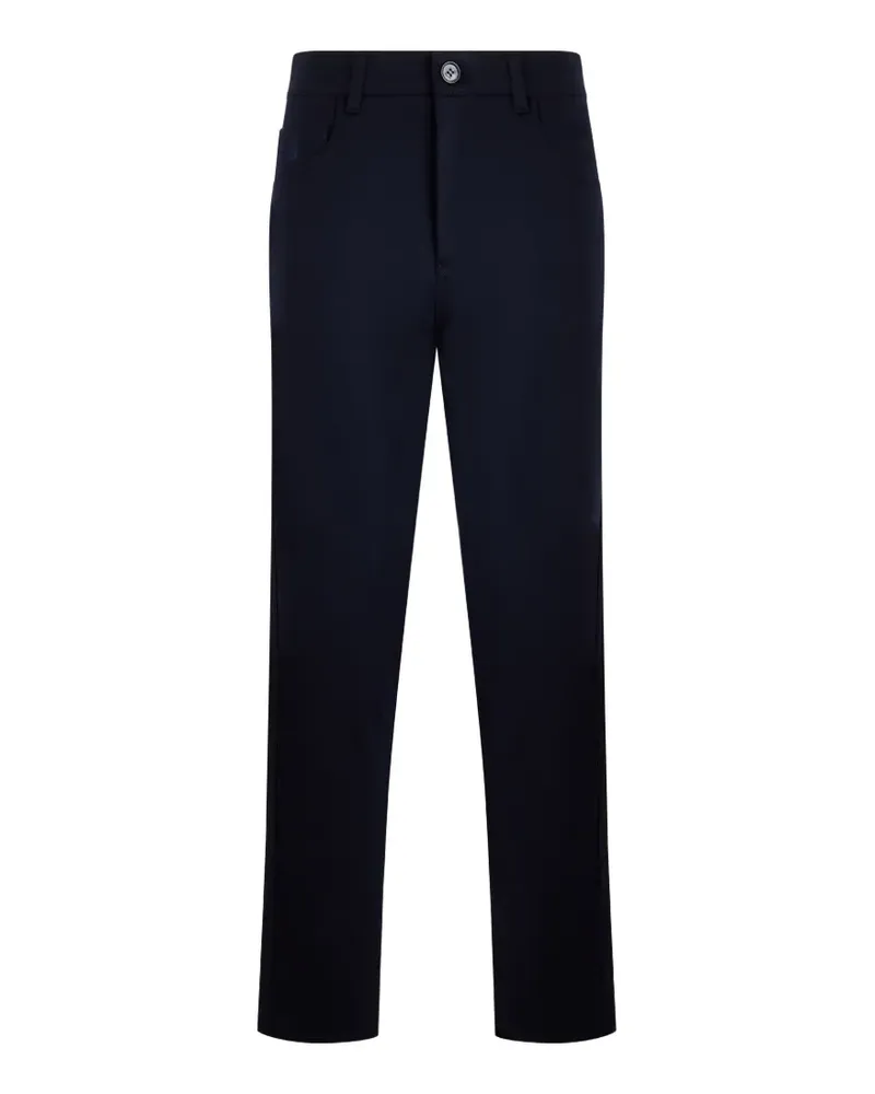 MOORER Liri-Jt logo-patch straight-leg trousers - Blau Blau