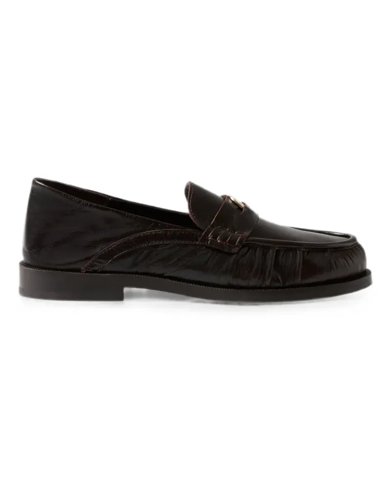 Claudie Pierlot Geraffte Loafer mit Logo-Schild - Braun Braun