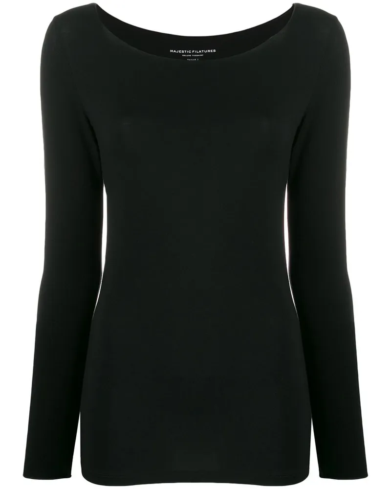 Majestic Oberteil mit U-Boot-Ausschnitt - Schwarz Schwarz