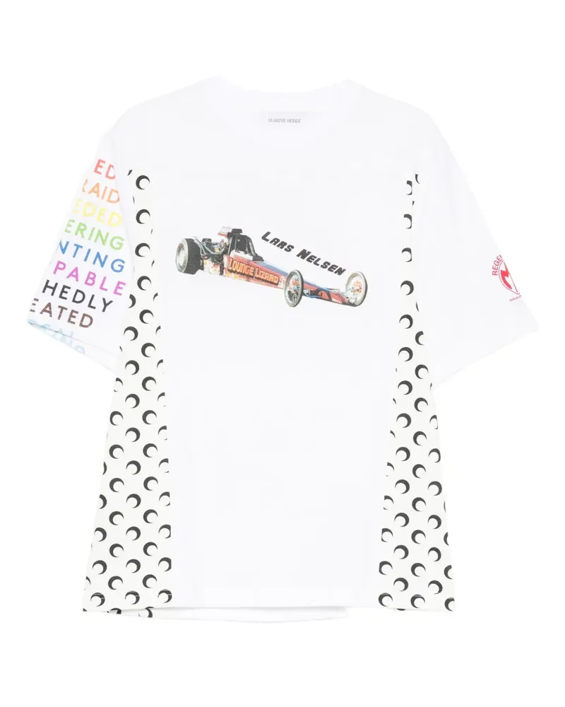 Marine Serre T-Shirt mit Car Moon-Print - Weiß Weiß