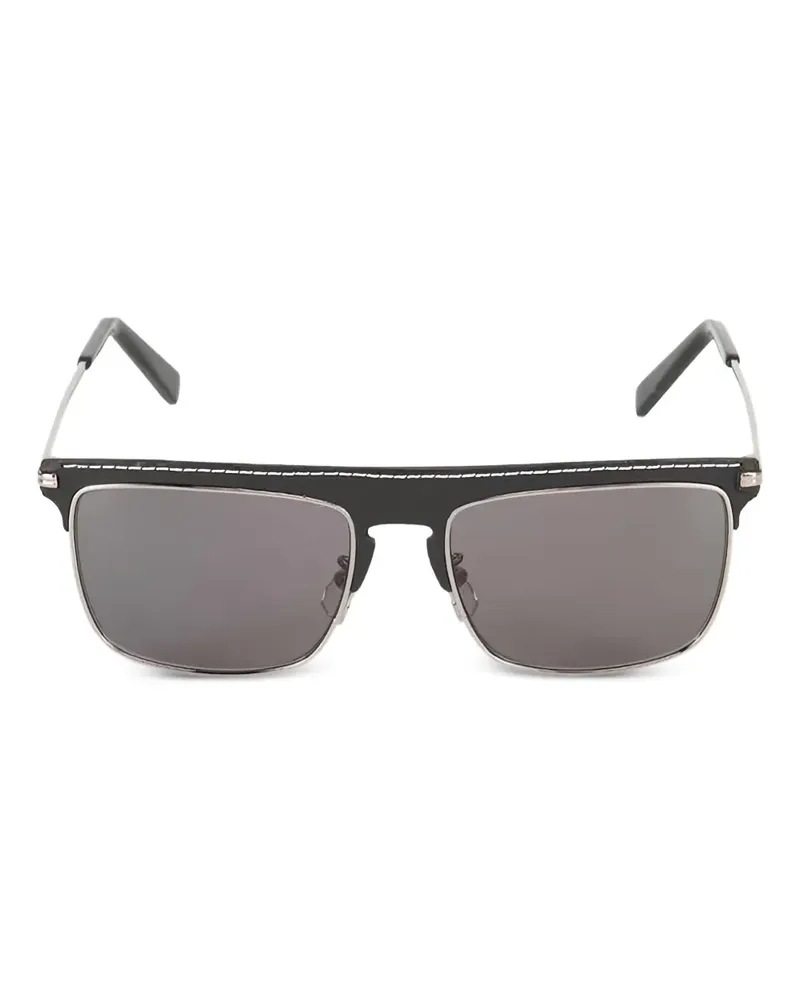 Loewe Eckige Sonnenbrille mit Ledergestell - Schwarz Schwarz