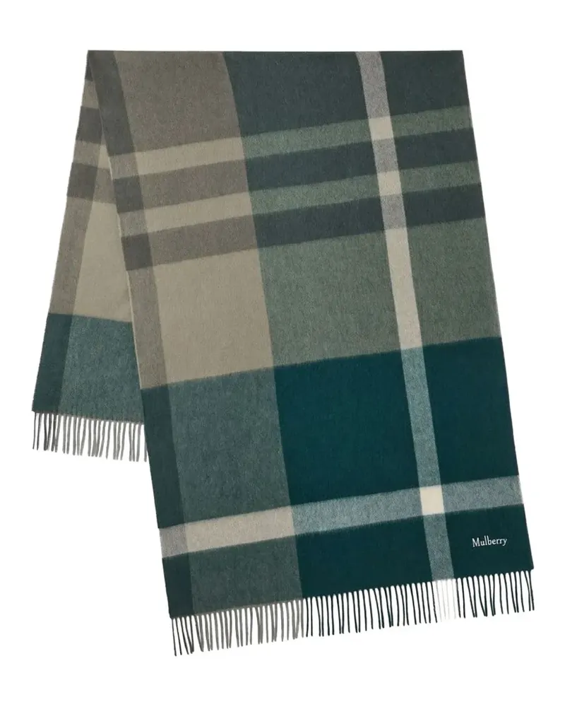 Mulberry check-pattern fringed scarf - Grün Grün