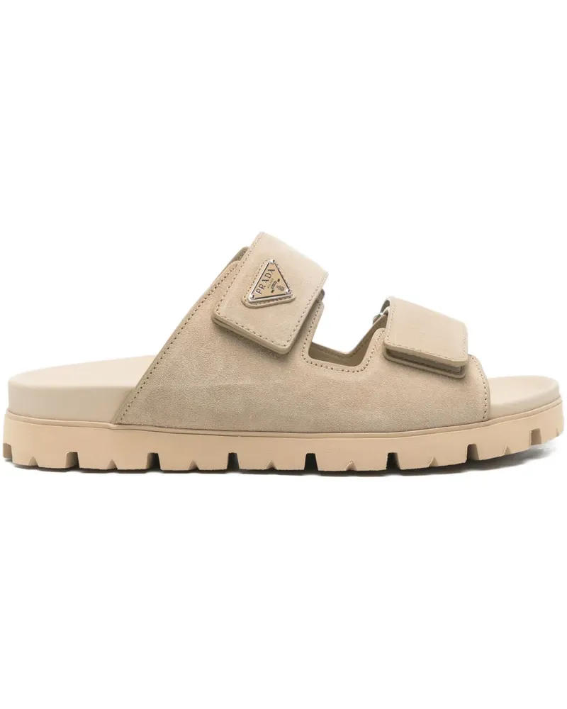 Prada logo-appliqué sandals - Nude Nude