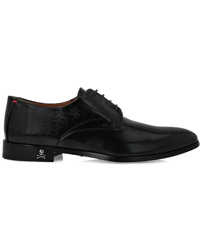 Philipp Plein Derby-Schuhe mit Monogrammmuster - Schwarz Schwarz