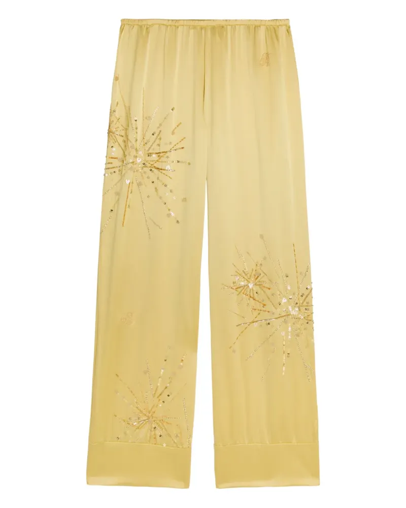 BERNADETTE Louis sequin-embellished trousers - Gelb Gelb