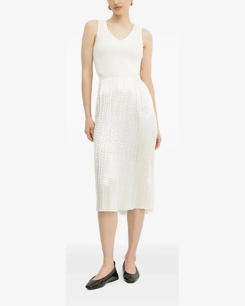 HUGO BOSS Geripptes Midikleid mit Falten - Nude Nude