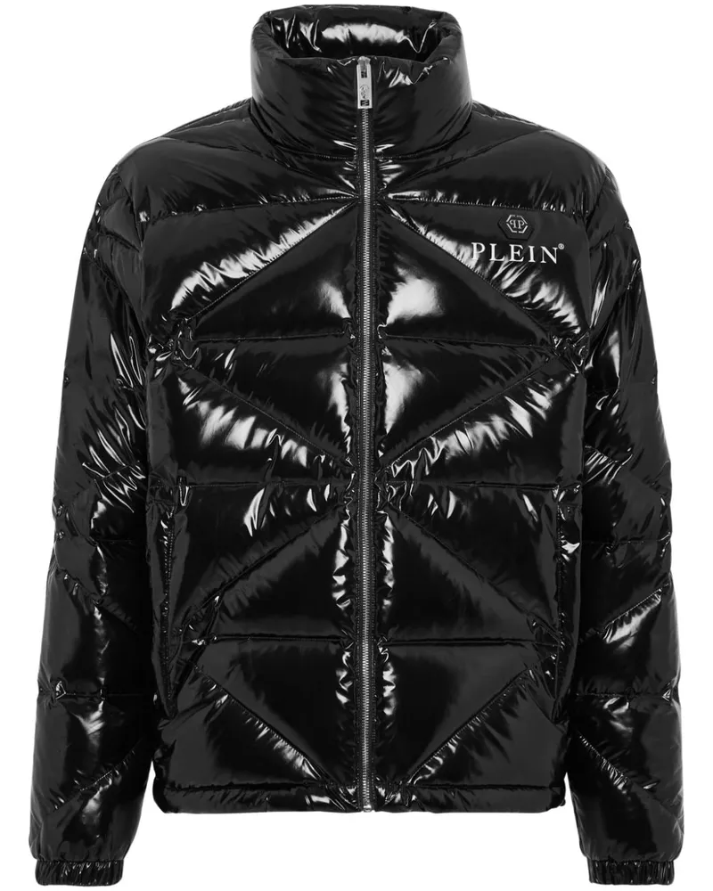 Philipp Plein Gefütterte Jacke mit Glanzoptik - Schwarz Schwarz