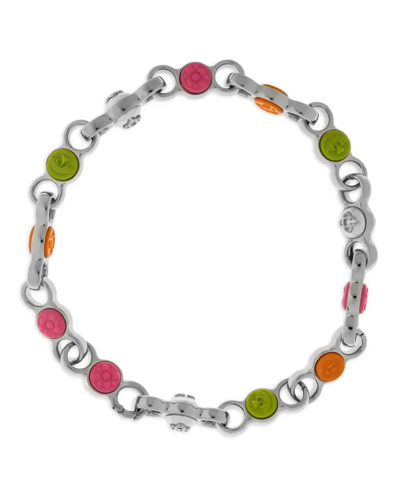 Casablanca Paris Silberfarbene Halskette mit Blumen Silber