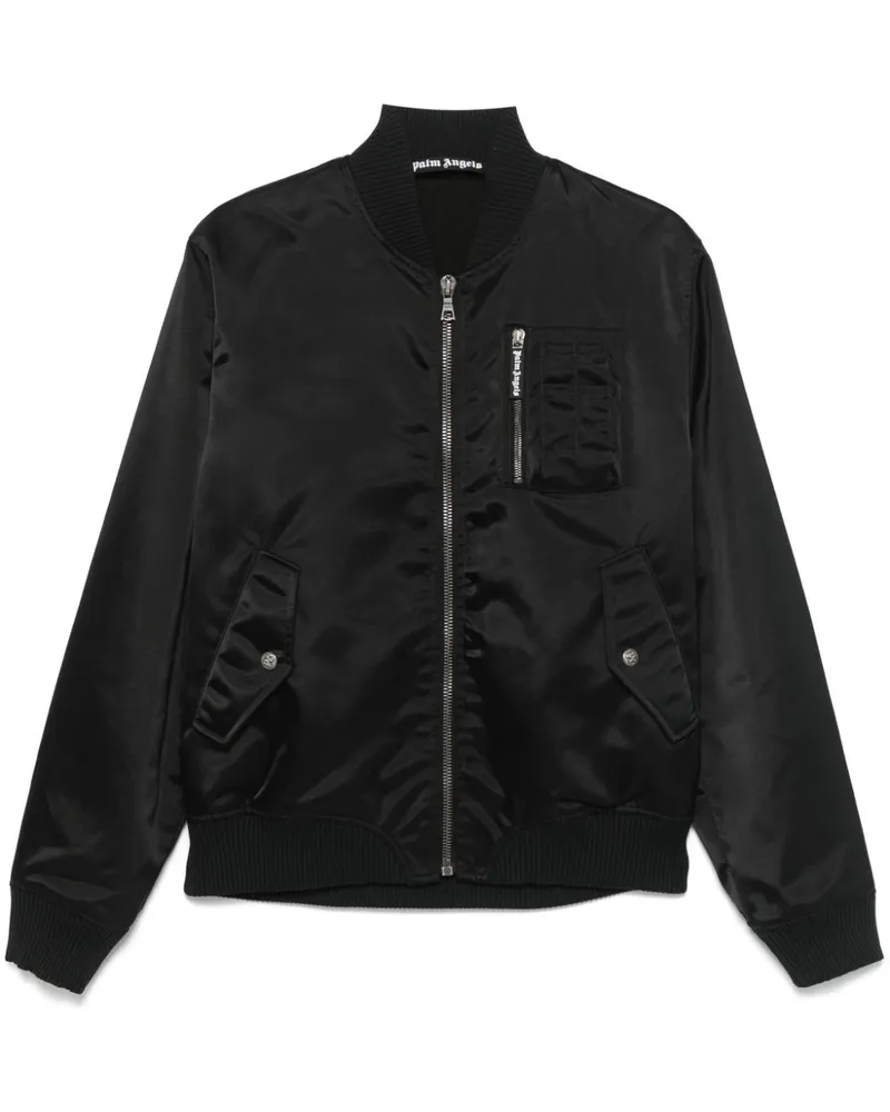Palm Angels Bomberjacke mit abgerundetem Logo - Schwarz Schwarz