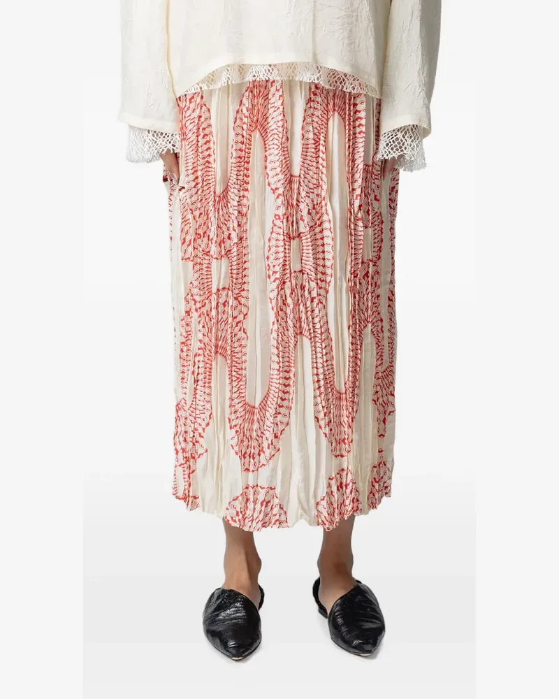 Muller of Yoshiokubo Radial printed pleated midi skirt - Nude Nude