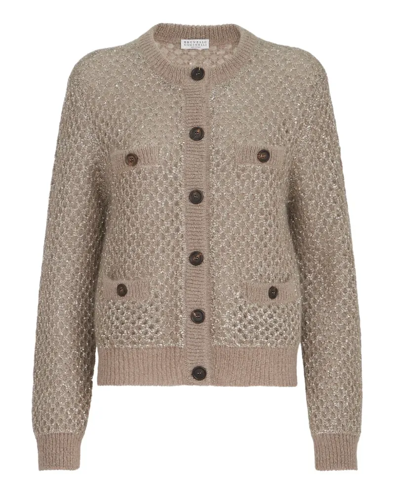 Brunello Cucinelli Funkelnder Netz-Cardigan aus Mohair - Braun Braun