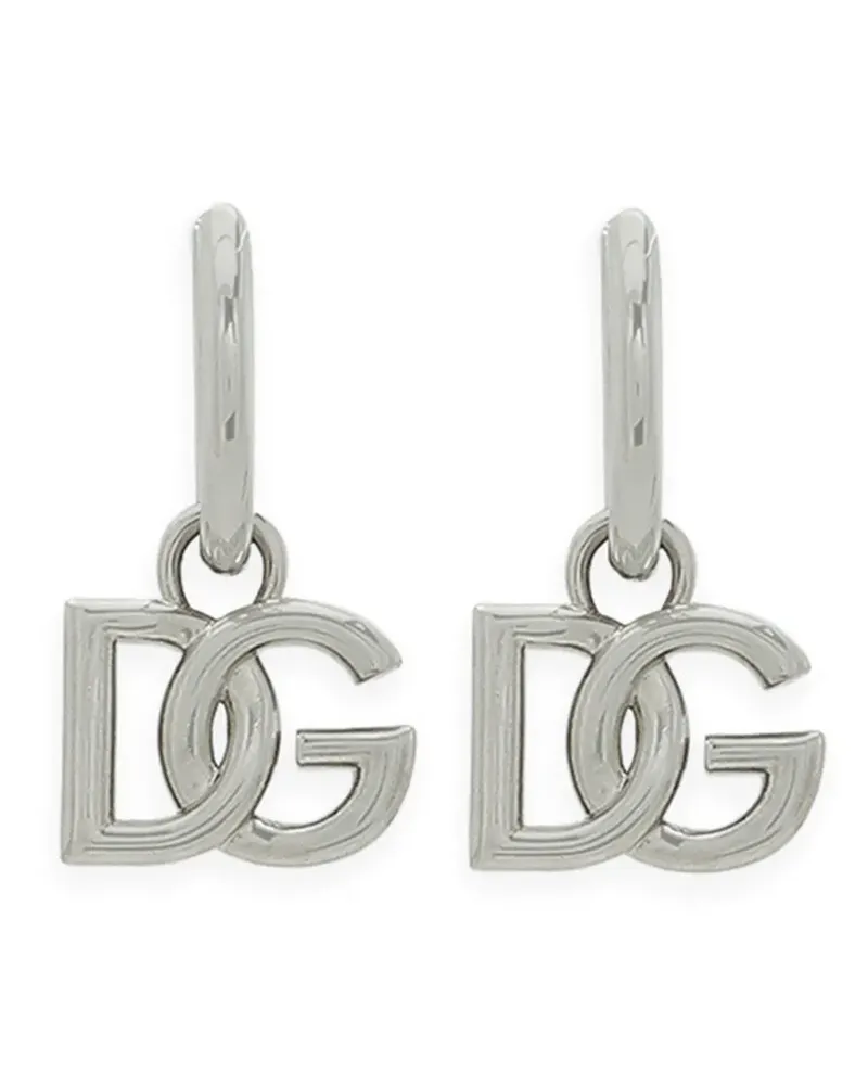 Dolce & Gabbana Creolen mit Logo-Anhänger - Silber Silber