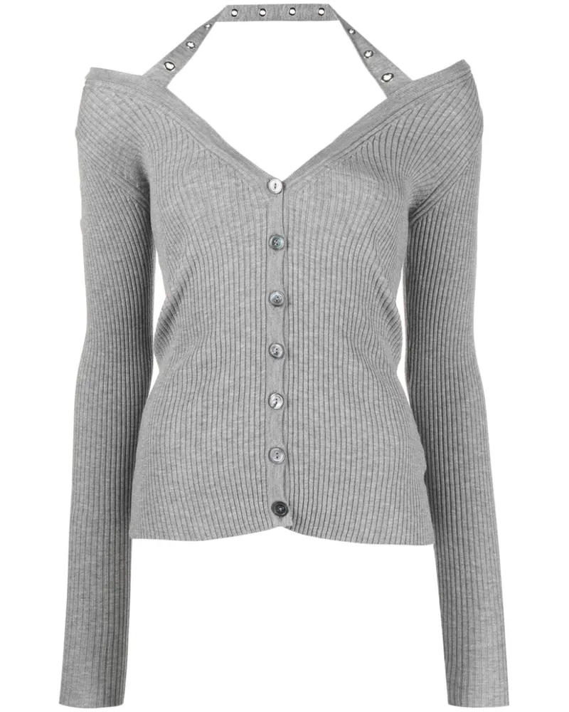Blumarine Gerippter Neckholder-Cardigan - Grau Grau