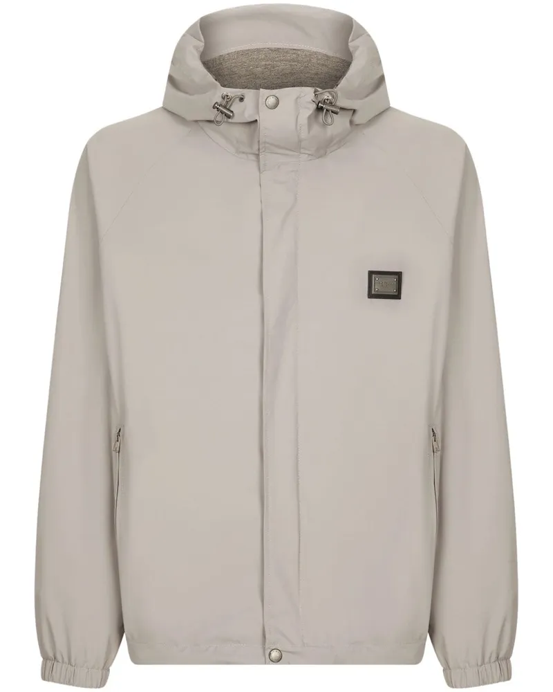 Dolce & Gabbana Kapuzenjacke mit Logo-Schild - Grau Grau