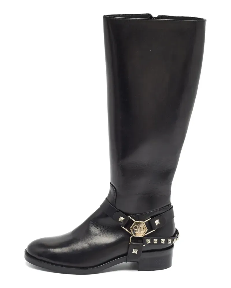 Philipp Plein Knielange Kingdom Stiefel mit Nieten - Schwarz Schwarz