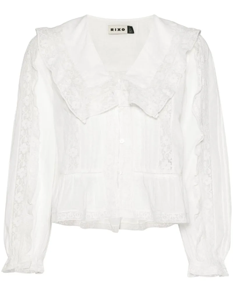 RIXO Maribelle Bluse mit Spitzendetail - Weiß Weiß
