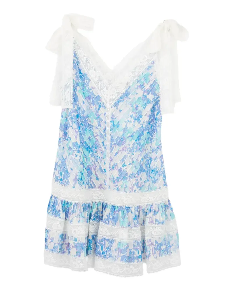 Zimmermann Geblümtes Kleid mit Spitzendetails - Blau Blau