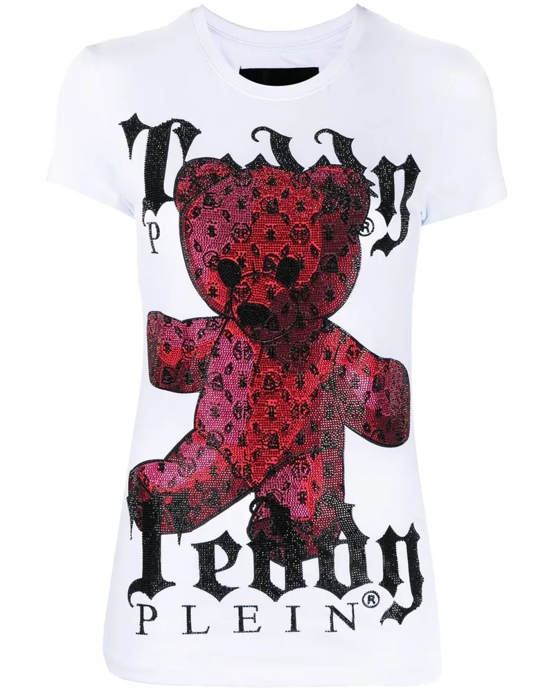 Philipp Plein T-Shirt mit Teddy-Print - Weiß Weiß