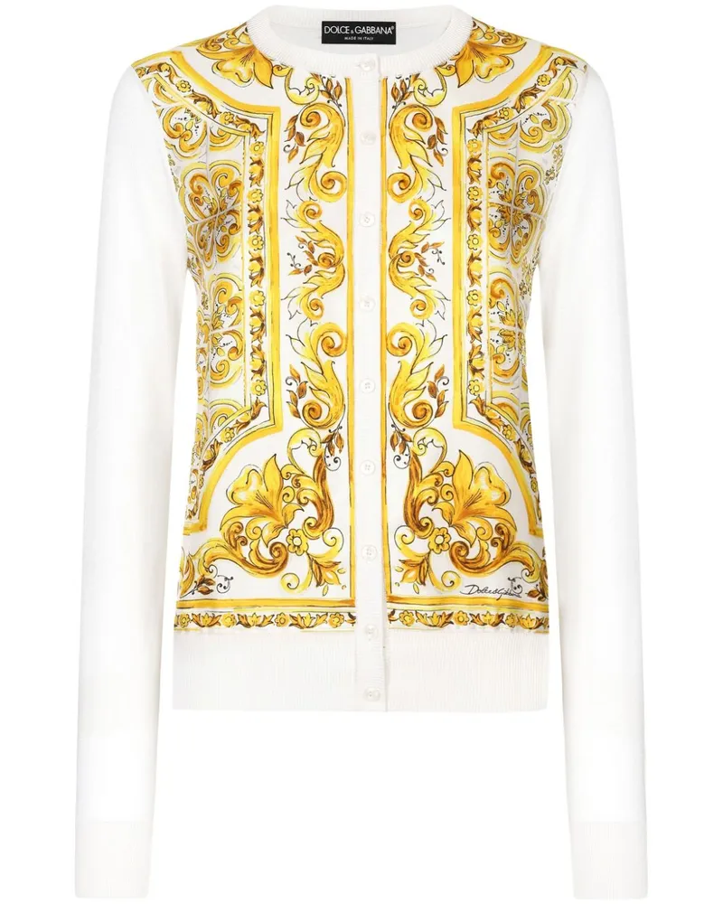 Dolce & Gabbana Majolica Seidencardigan - Weiß Weiß