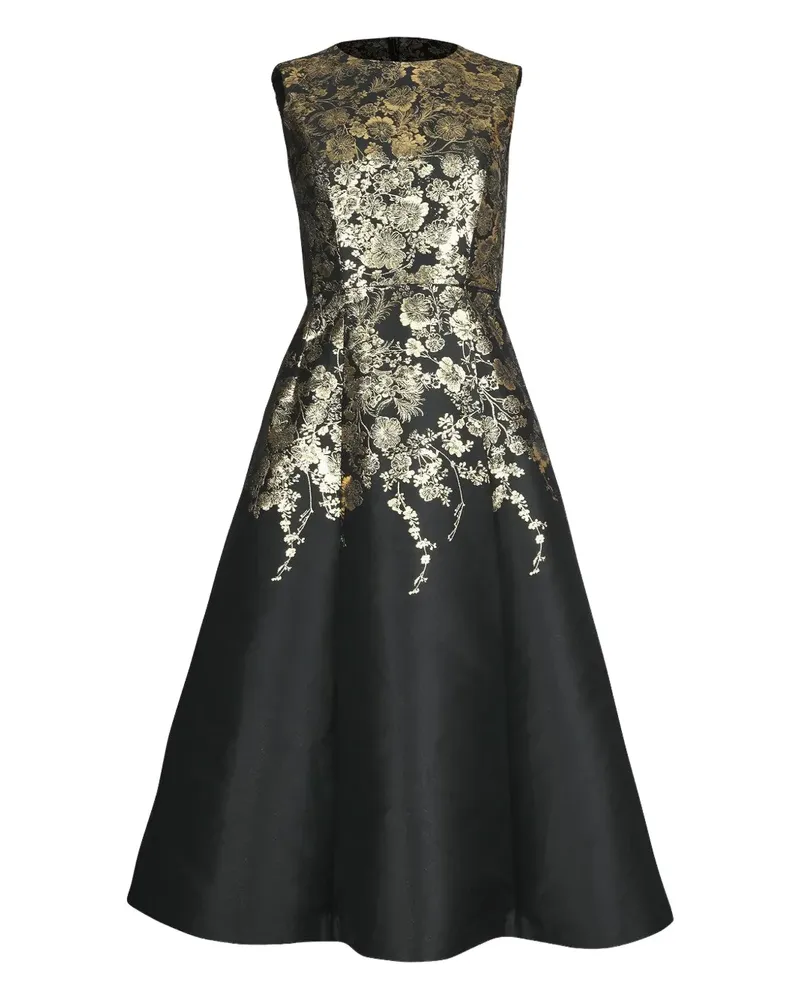 Adam Lippes Eloise Midikleid mit Blumenverzierung - Schwarz Schwarz
