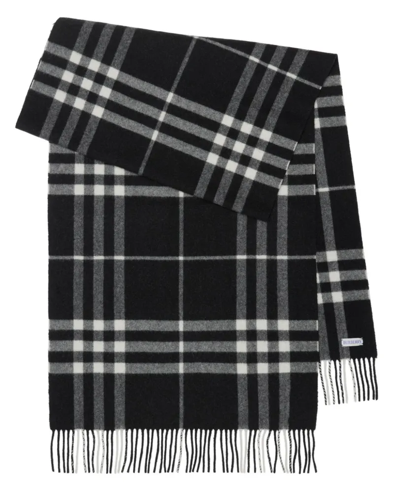 Burberry Karierter Kaschmirschal mit Fransen - Schwarz Schwarz