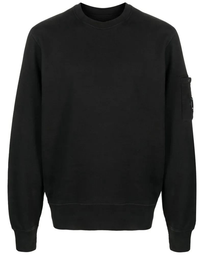 C.P. Company Sweatshirt mit Logo-Schild Schwarz