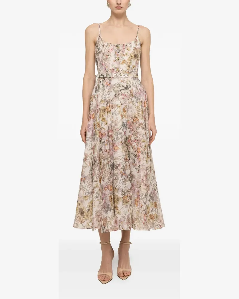NISSA floral midi dress - Nude Nude
