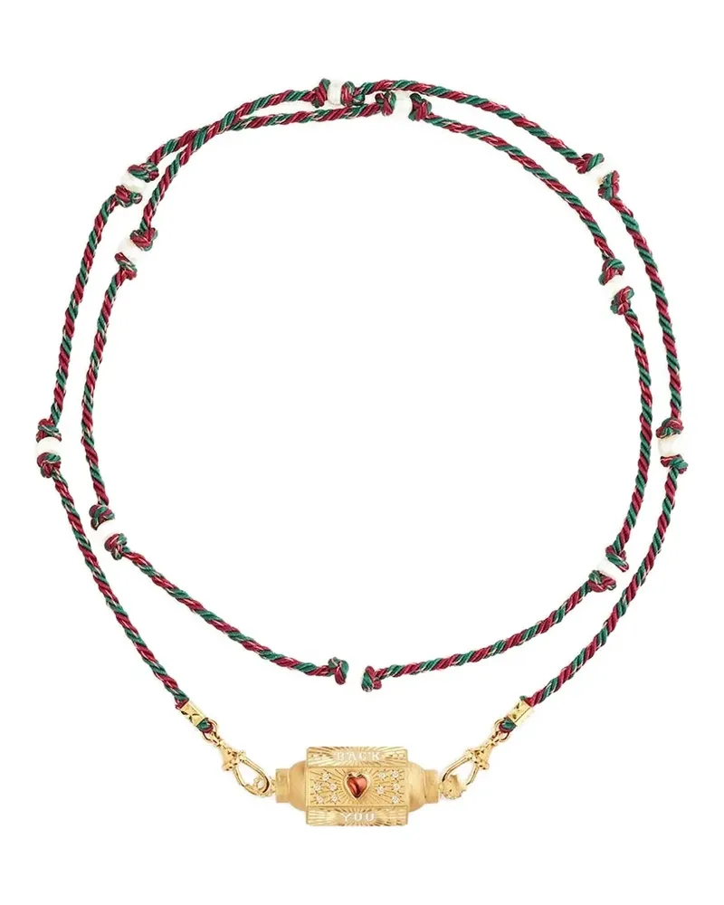 Marie Lichtenberg 14K gold Love You Locket garnet and moon stone necklace Gold