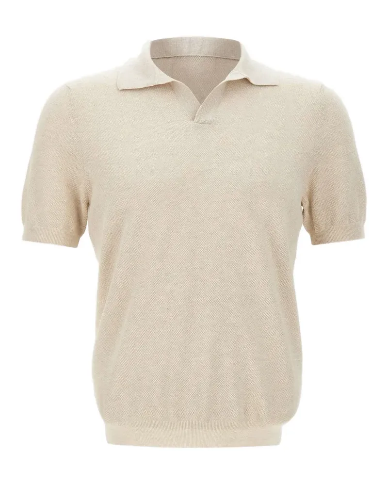 Gran Sasso Poloshirt mit V-Ausschnitt - Nude Nude
