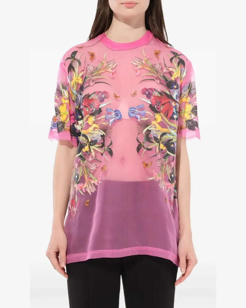 Givenchy Semi-transparentes T-Shirt - Rosa Rosa