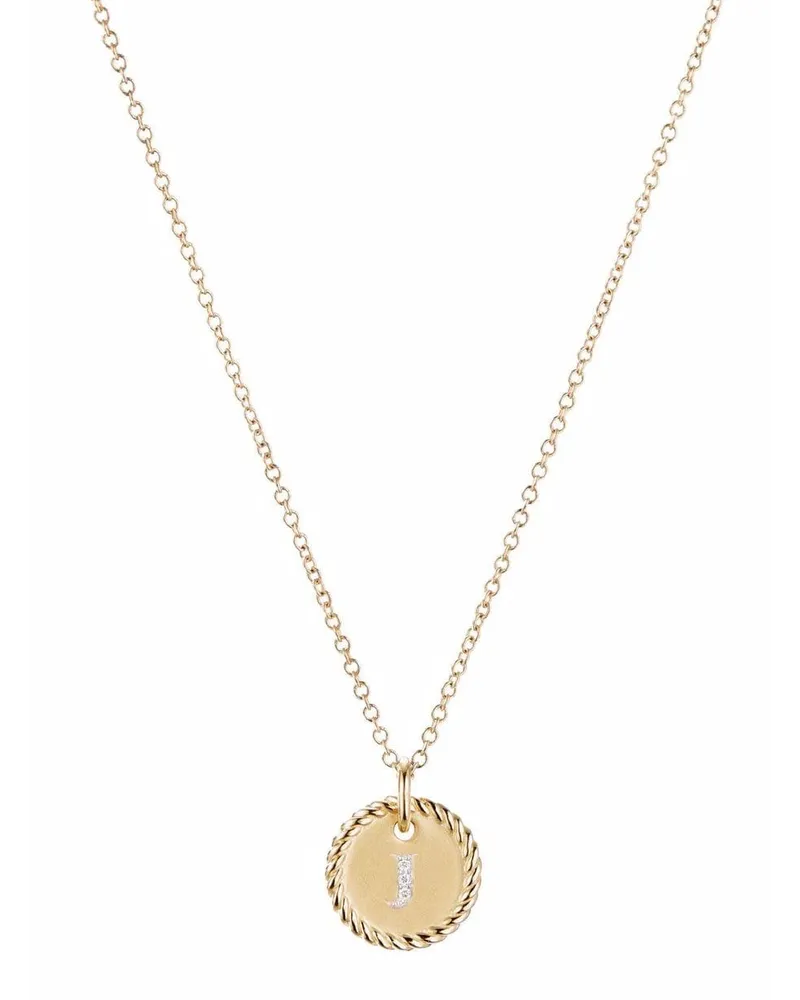 David Yurman 18kt J Initial Charm Gelbgoldhalskette mit Diamanten Gold