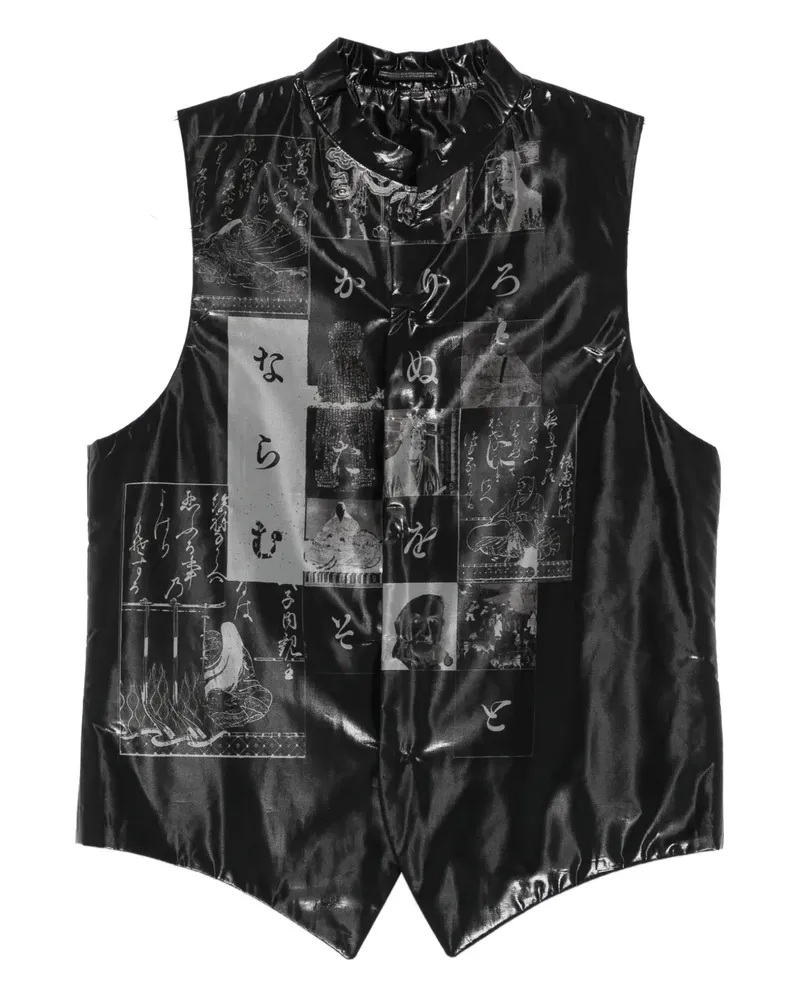 Yohji Yamamoto Weste mit grafischem Print - Schwarz Schwarz