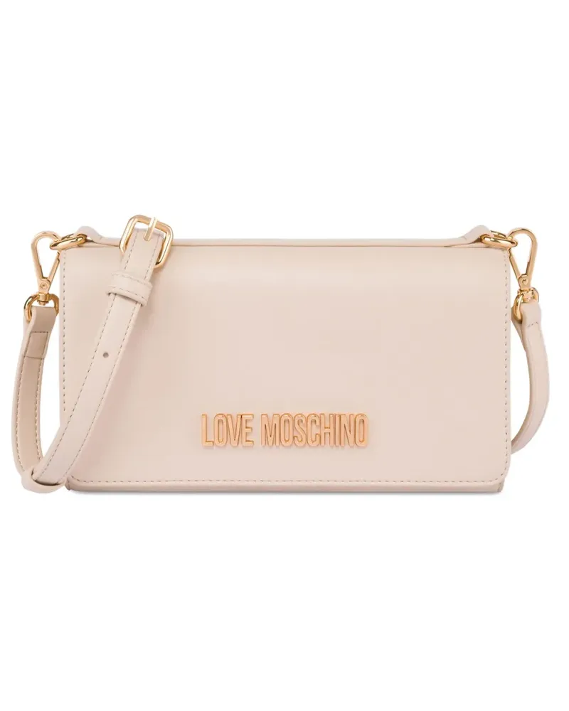 Moschino Schultertasche mit Logo-Schild - Nude Nude