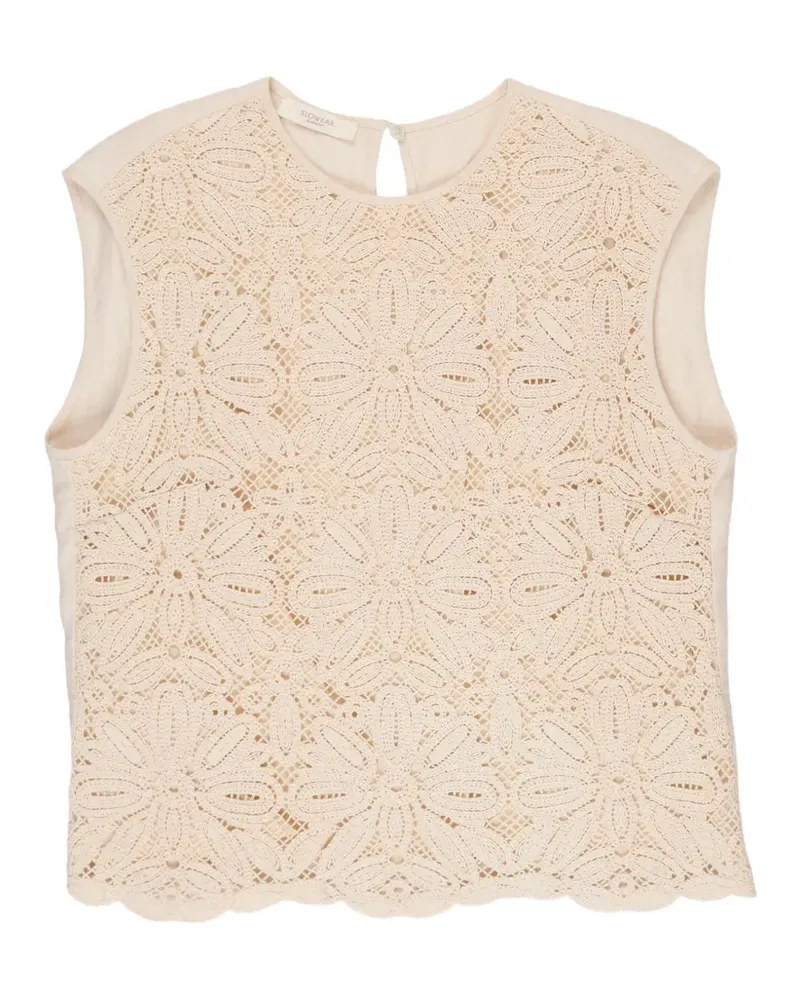 Glanshirt macramé lace top - Nude Nude