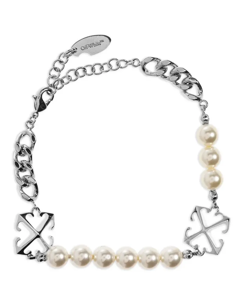 OFF-WHITE Armband mit Perlenkreuz - Silber Silber