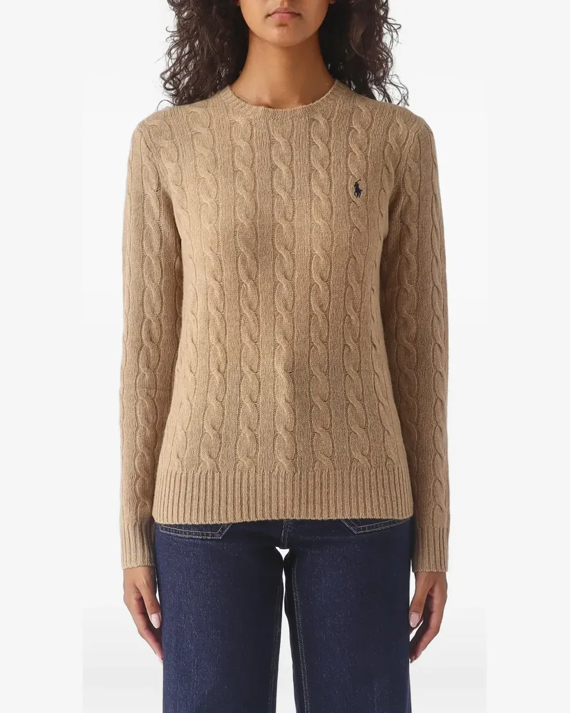 Ralph Lauren cable-knit embroidered-logo sweater - Nude Nude