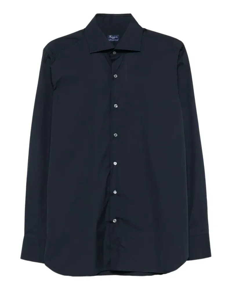 Finamore 1925 Napoli Hemd mit Knopfverschluss - Blau Blau