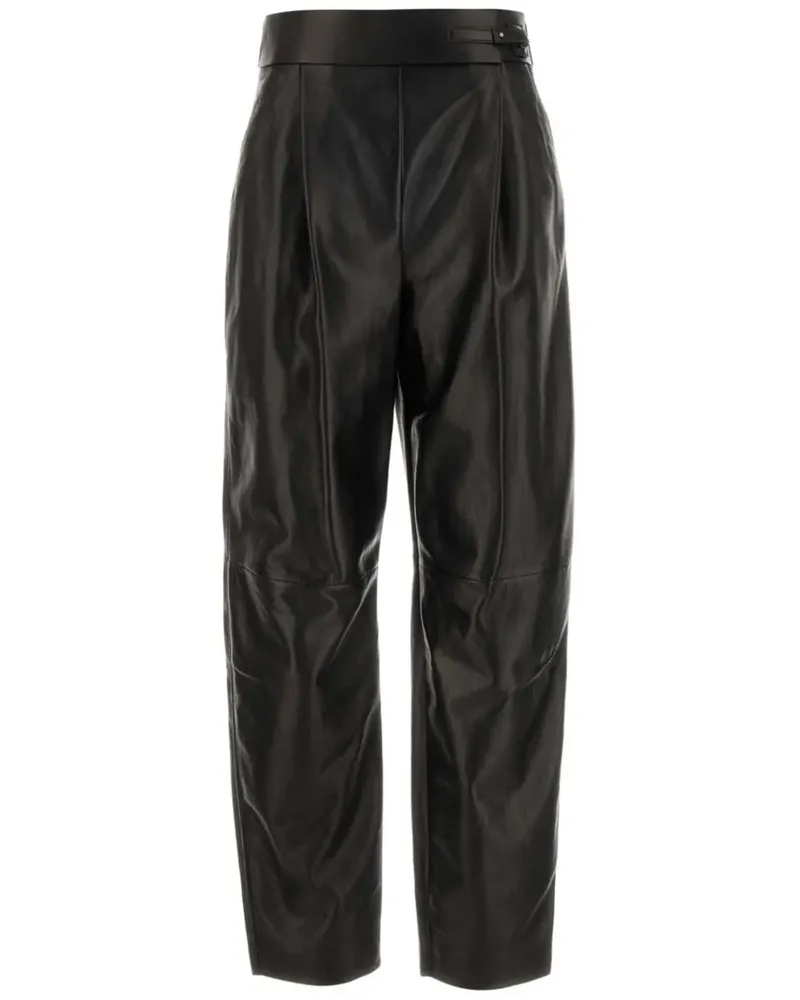 Giorgio Armani Lederhose mit geradem Bein - Schwarz Schwarz