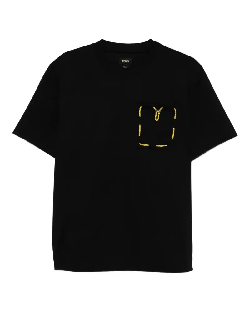 Fendi embroidered pocket T-shirt - Schwarz Schwarz
