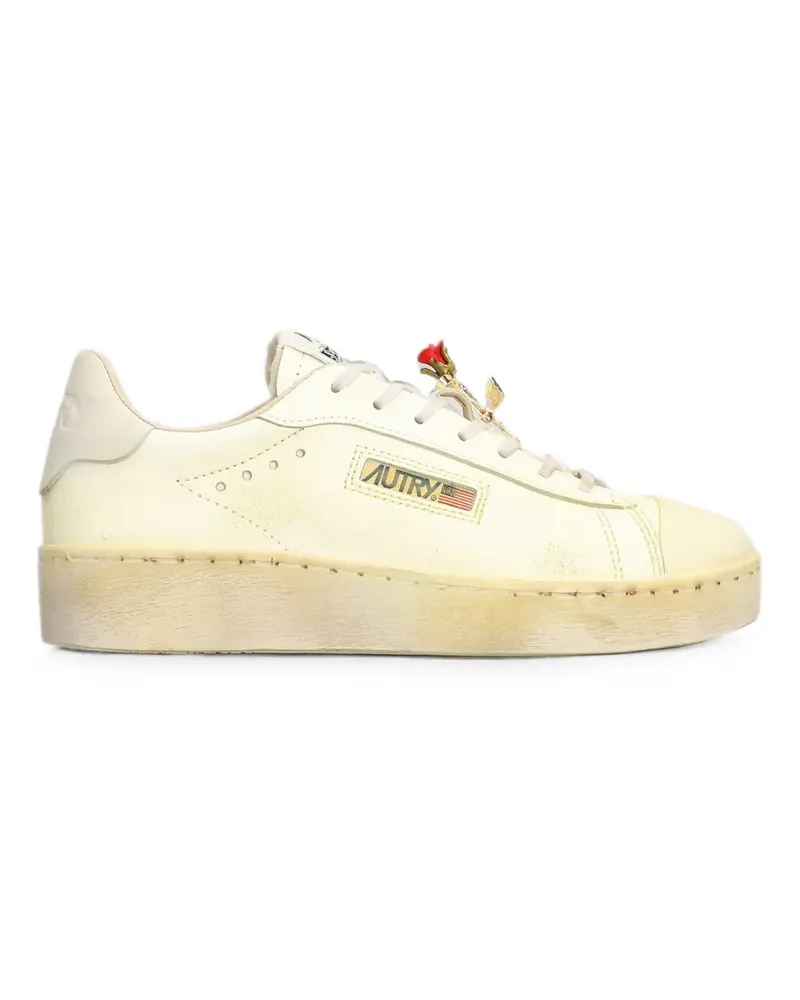 AUTRY Dallas Vint Low rose-brooch sneakers - Nude Nude