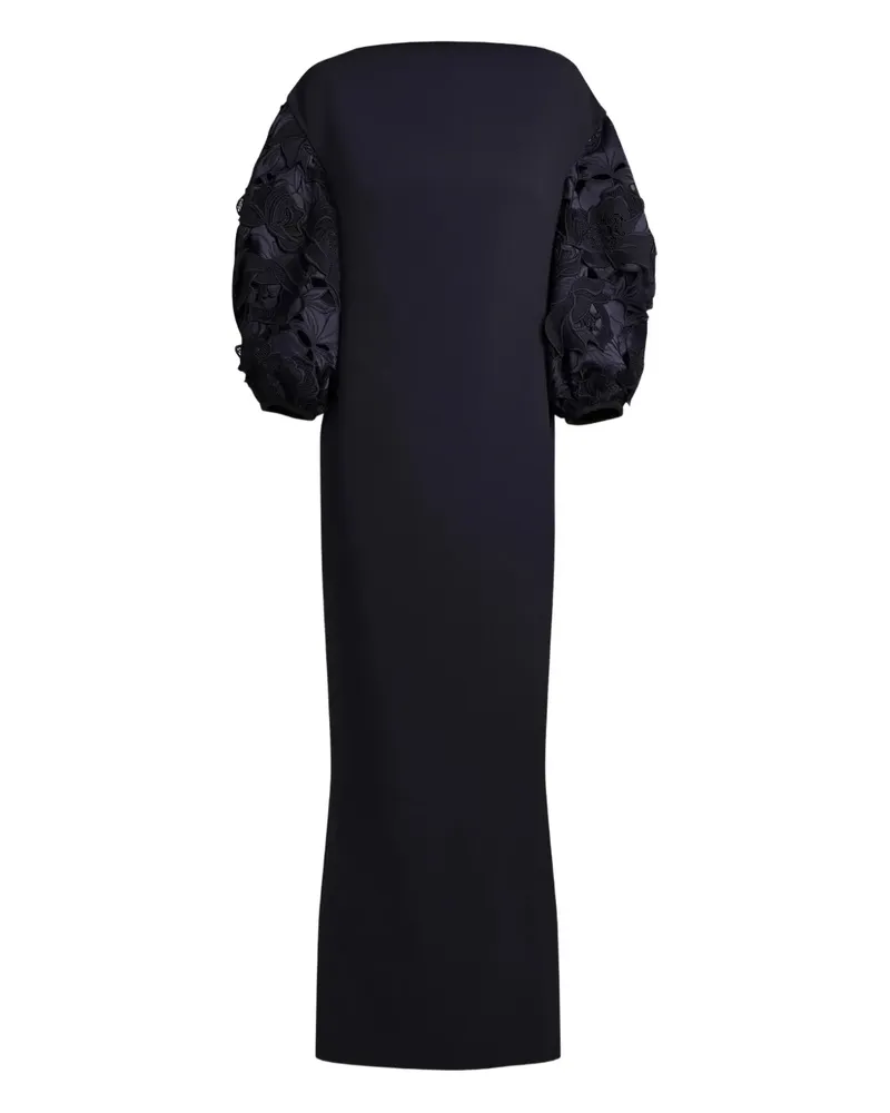 Safiyaa Ballonärmel-Abendkleid mit Blumenverzierung - Blau Blau