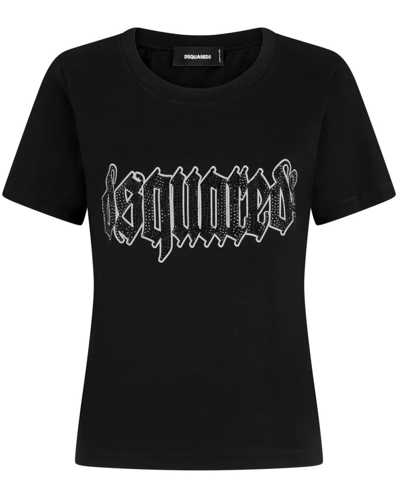 Dsquared2 T-Shirt mit Logo-Applikation Schwarz