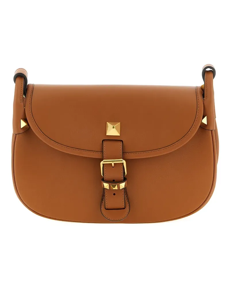 Valentino Garavani medium Flaneuse stud-appliqué leather cross-body bag - Braun Braun